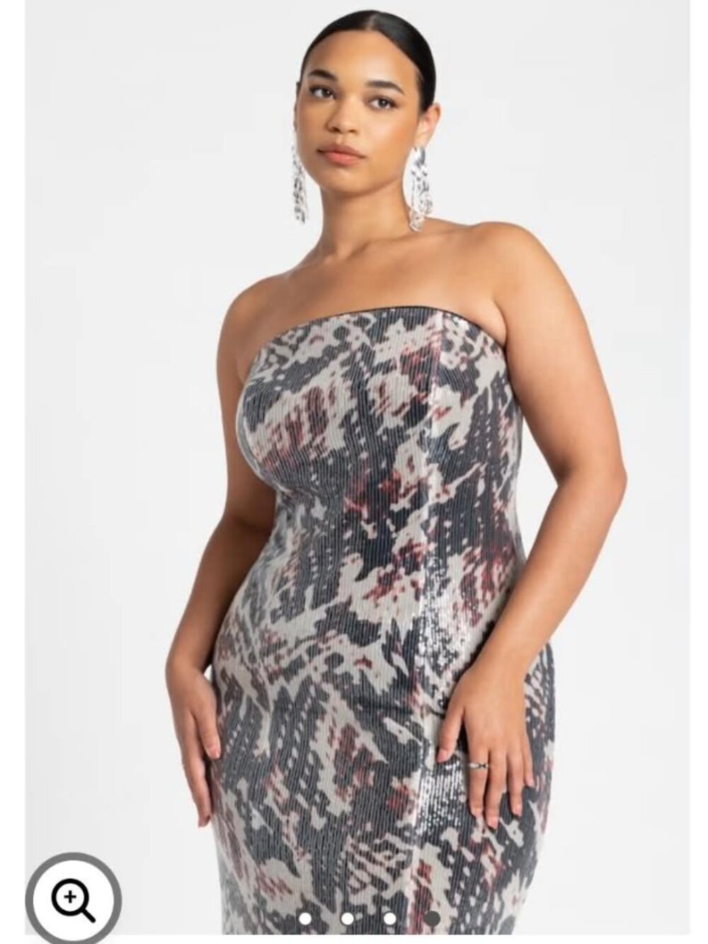 LIKE NEW Eloquii Strapless Sequined Dress- Cerise Snake Print Sz 20w - Picture 3 of 3